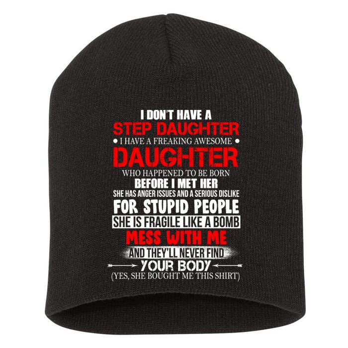 Funny Step Daughter Design For Dads And Moms Short Acrylic Beanie