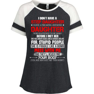 Funny Step Daughter Design For Dads And Moms Enza Ladies Jersey Colorblock Tee