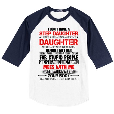 Funny Step Daughter Design For Dads And Moms Baseball Sleeve Shirt