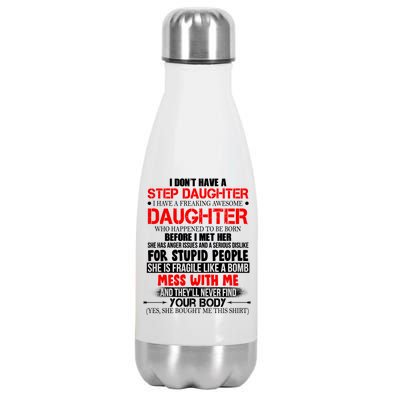 Funny Step Daughter Design For Dads And Moms Stainless Steel Insulated Water Bottle