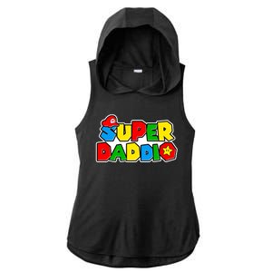 Funny Super Daddio Father's Day Gamer Ladies PosiCharge Tri-Blend Wicking Draft Hoodie Tank