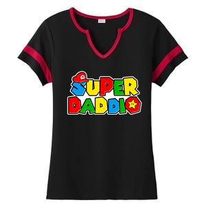 Funny Super Daddio Father's Day Gamer Ladies Halftime Notch Neck Tee