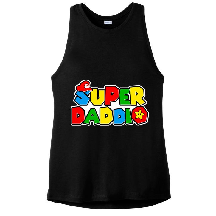 Funny Super Daddio Father's Day Gamer Ladies PosiCharge Tri-Blend Wicking Tank