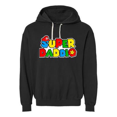 Funny Super Daddio Father's Day Gamer Garment-Dyed Fleece Hoodie