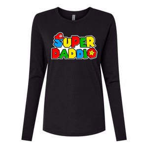 Funny Super Daddio Father's Day Gamer Womens Cotton Relaxed Long Sleeve T-Shirt