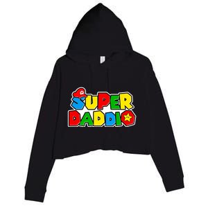 Funny Super Daddio Father's Day Gamer Crop Fleece Hoodie