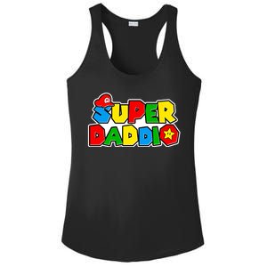 Funny Super Daddio Father's Day Gamer Ladies PosiCharge Competitor Racerback Tank