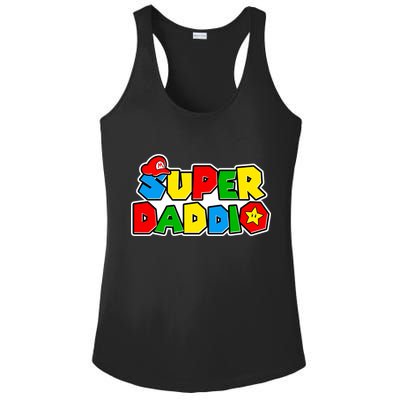 Funny Super Daddio Father's Day Gamer Ladies PosiCharge Competitor Racerback Tank
