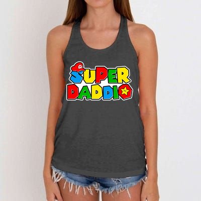 Funny Super Daddio Father's Day Gamer Women's Knotted Racerback Tank