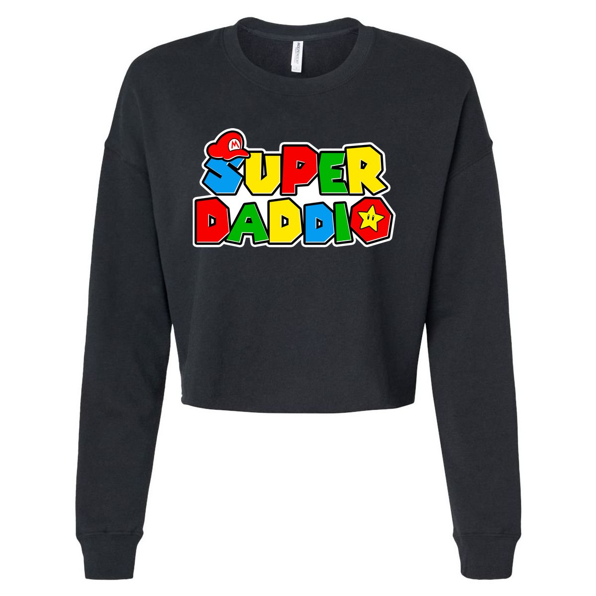 Funny Super Daddio Father's Day Gamer Cropped Pullover Crew