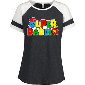 Funny Super Daddio Father's Day Gamer Enza Ladies Jersey Colorblock Tee