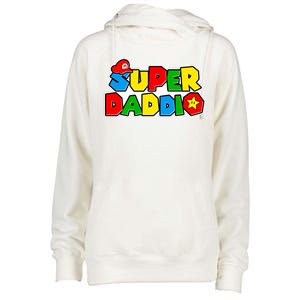 Funny Super Daddio Father's Day Gamer Womens Funnel Neck Pullover Hood