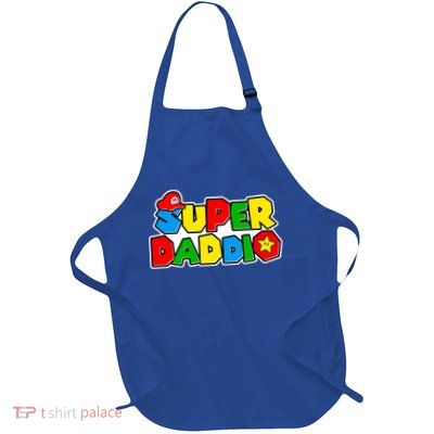 Funny Super Daddio Father's Day Gamer Full-Length Apron With Pockets