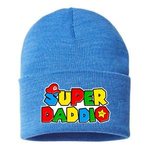 Funny Super Daddio Father's Day Gamer Sustainable Knit Beanie