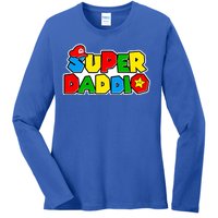 Funny Super Daddio Father's Day Gamer Ladies Long Sleeve Shirt