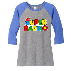 Funny Super Daddio Father's Day Gamer Women's Tri-Blend 3/4-Sleeve Raglan Shirt