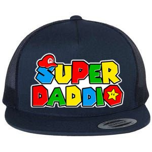 Funny Super Daddio Father's Day Gamer Flat Bill Trucker Hat