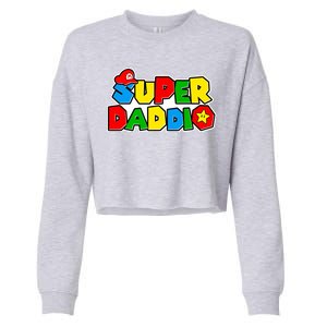 Funny Super Daddio Father's Day Gamer Cropped Pullover Crew