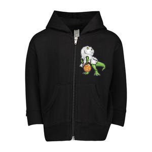 Funny T-Rex Ghost Pumpkin Candy  Toddler Zip Fleece Hoodie