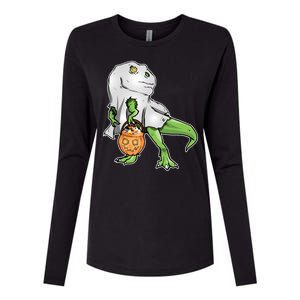 Funny T-Rex Ghost Pumpkin Candy  Womens Cotton Relaxed Long Sleeve T-Shirt