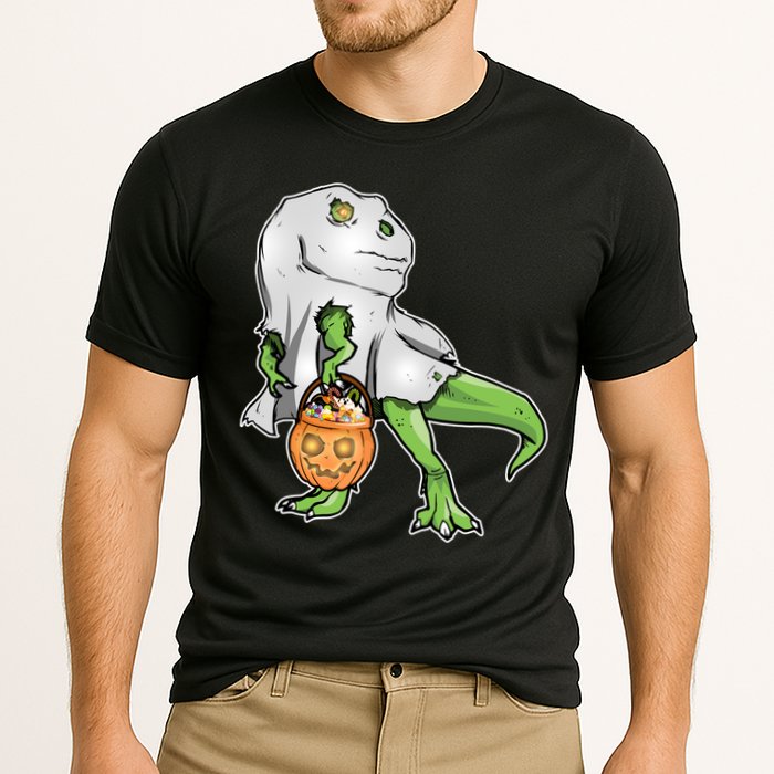 Funny T-Rex Ghost Pumpkin Candy  Cooling Performance Crew T-Shirt