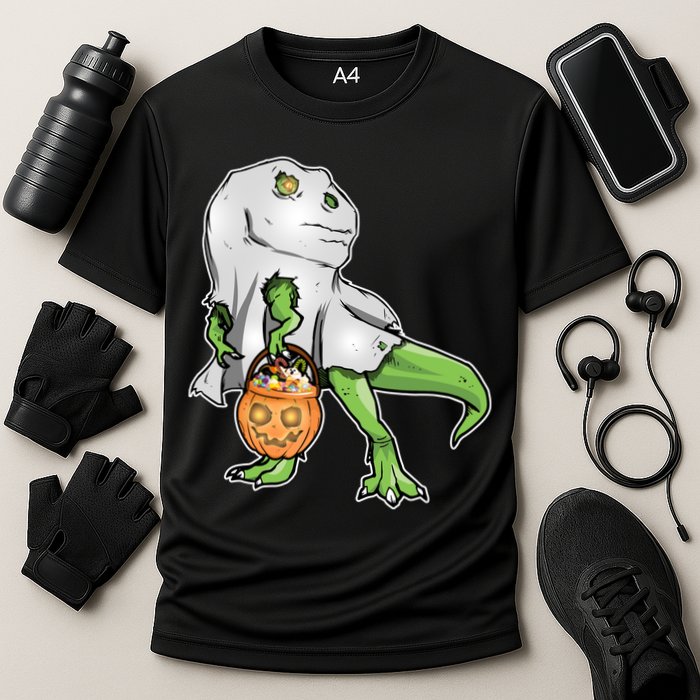 Funny T-Rex Ghost Pumpkin Candy  Cooling Performance Crew T-Shirt