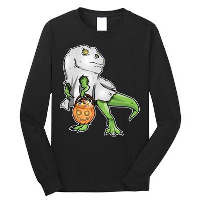 Funny T-Rex Ghost Pumpkin Candy  Long Sleeve Shirt