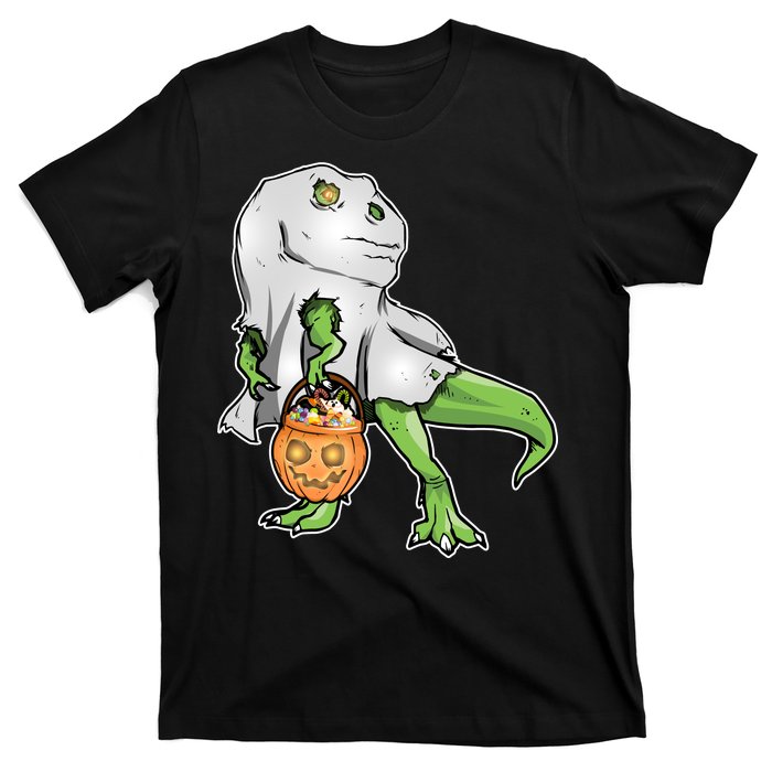 Funny T-Rex Ghost Pumpkin Candy  T-Shirt