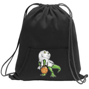 Funny T-Rex Ghost Pumpkin Candy  Sweatshirt Cinch Pack Bag