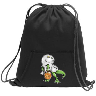 Funny T-Rex Ghost Pumpkin Candy  Sweatshirt Cinch Pack Bag