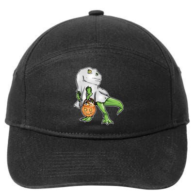 Funny T-Rex Ghost Pumpkin Candy  7-Panel Snapback Hat