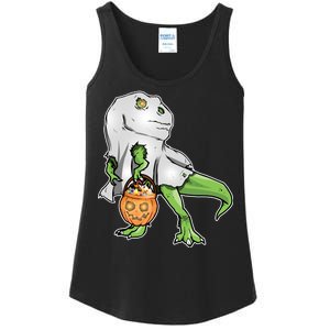 Funny T-Rex Ghost Pumpkin Candy  Ladies Essential Tank