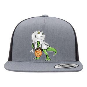 Funny T-Rex Ghost Pumpkin Candy  Flat Bill Trucker Hat