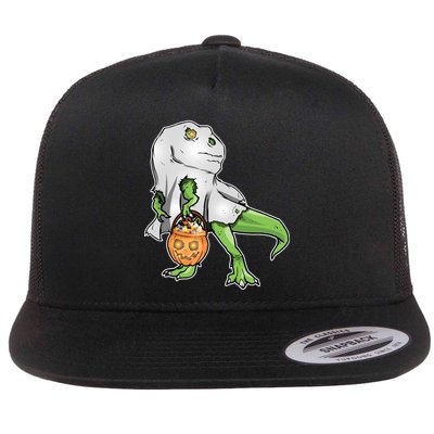 Funny T-Rex Ghost Pumpkin Candy  Flatbill Hat