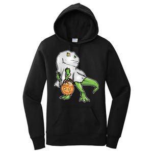 Funny T-Rex Ghost Pumpkin Candy  Women's Pullover Hoodie