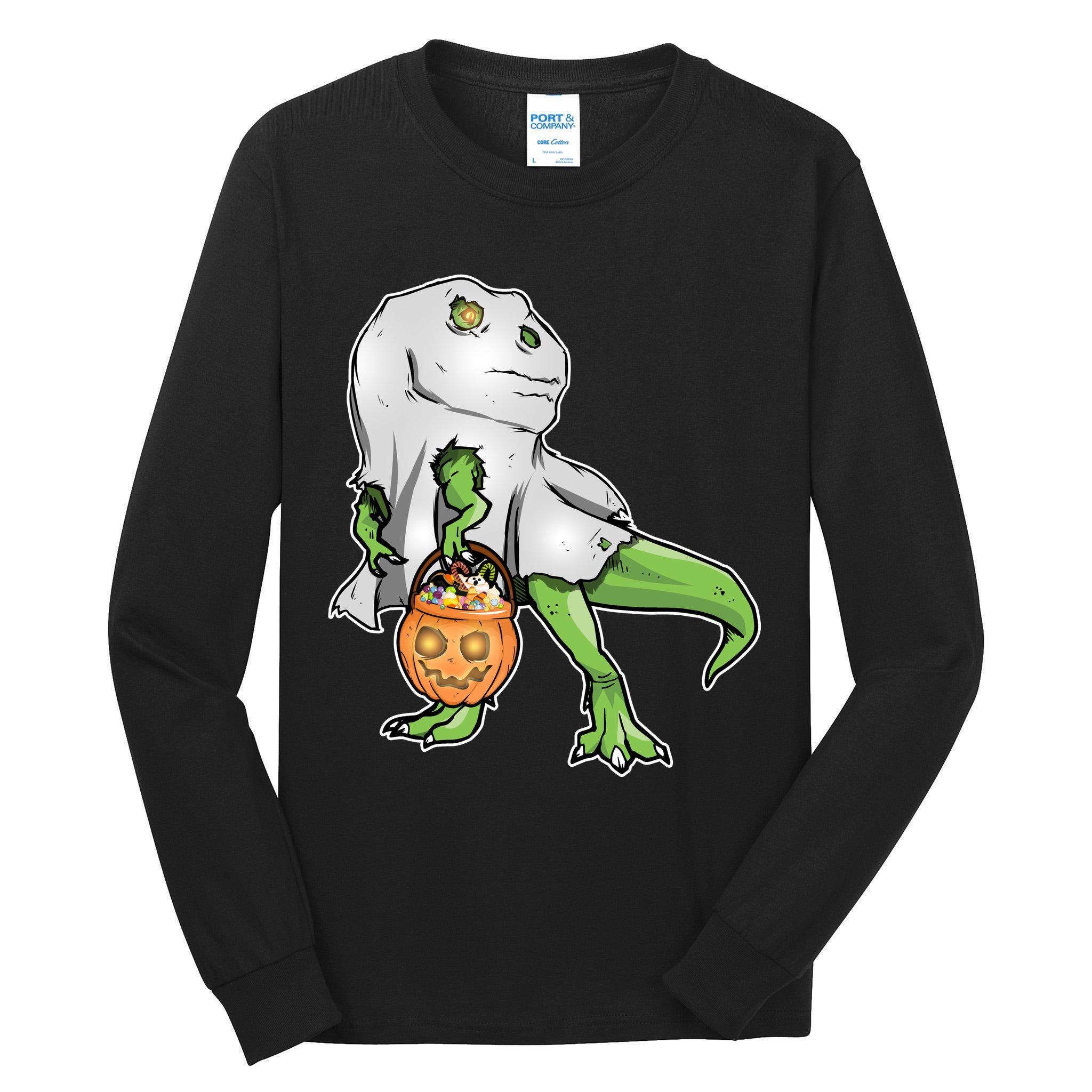 Funny T-Rex Ghost Pumpkin Candy  Tall Long Sleeve T-Shirt