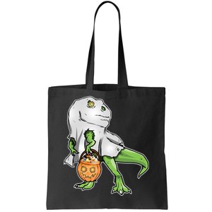 Funny T-Rex Ghost Pumpkin Candy  Tote Bag