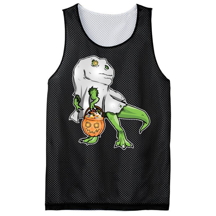 Funny T-Rex Ghost Pumpkin Candy  Mesh Reversible Basketball Jersey Tank