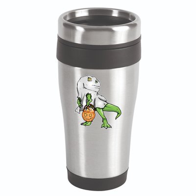 Funny T-Rex Ghost Pumpkin Candy  16oz Travel Tumbler