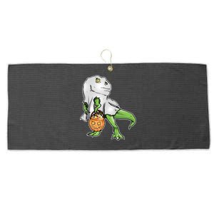 Funny T-Rex Ghost Pumpkin Candy  Large Microfiber Waffle Golf Towel