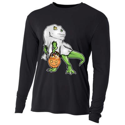 Funny T-Rex Ghost Pumpkin Candy  Cooling Performance Long Sleeve Crew