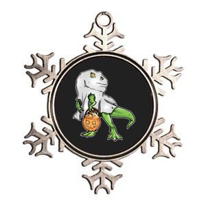 Funny T-Rex Ghost Pumpkin Candy  Metallic Star Ornament