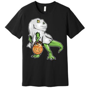 Funny T-Rex Ghost Pumpkin Candy  Premium T-Shirt