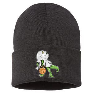 Funny T-Rex Ghost Pumpkin Candy  Sustainable Knit Beanie