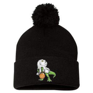 Funny T-Rex Ghost Pumpkin Candy  Pom Pom 12in Knit Beanie