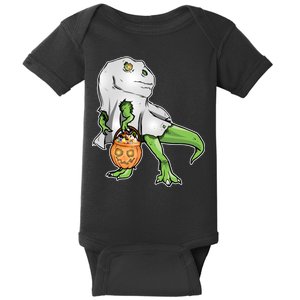 Funny T-Rex Ghost Pumpkin Candy  Baby Bodysuit