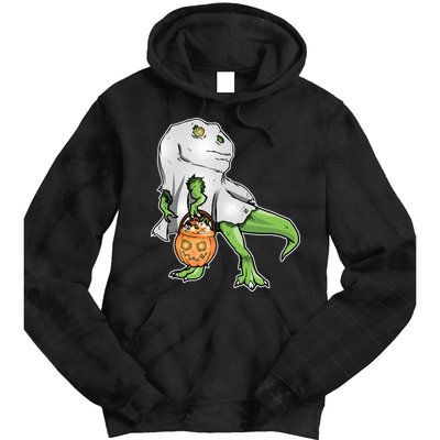 Funny T-Rex Ghost Pumpkin Candy  Tie Dye Hoodie