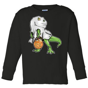 Funny T-Rex Ghost Pumpkin Candy  Toddler Long Sleeve Shirt