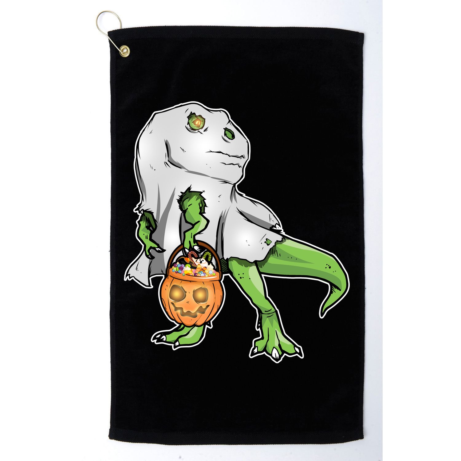 Funny T-Rex Ghost Pumpkin Candy  Golf Towel