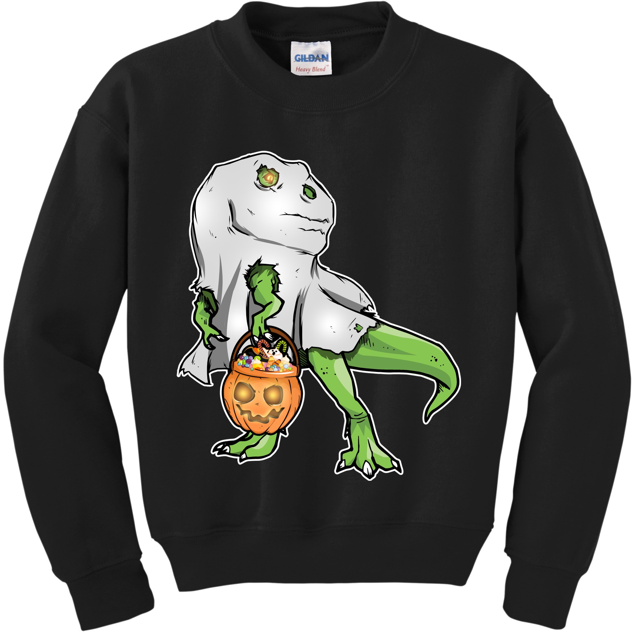 Funny T-Rex Ghost Pumpkin Candy  Kids Sweatshirt